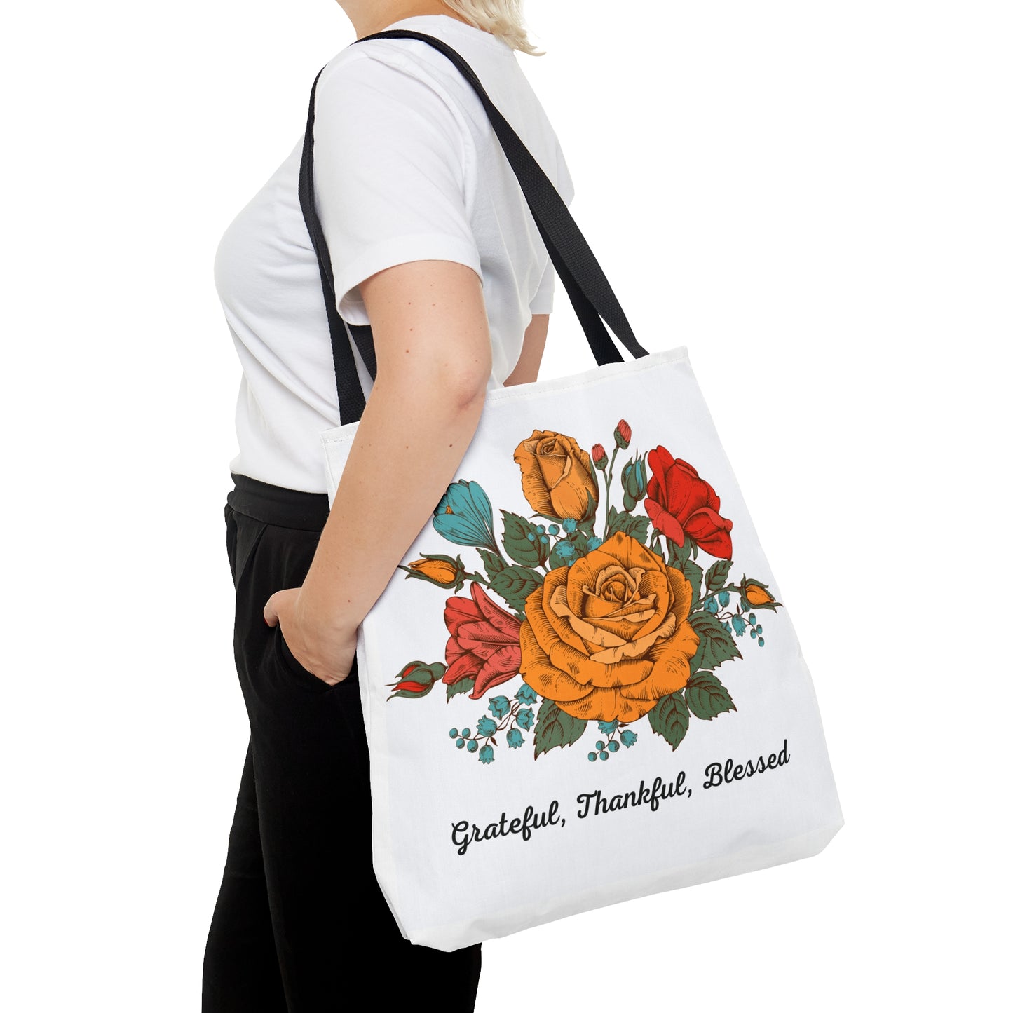 Grateful Thankful Blessed Large Tote Bag