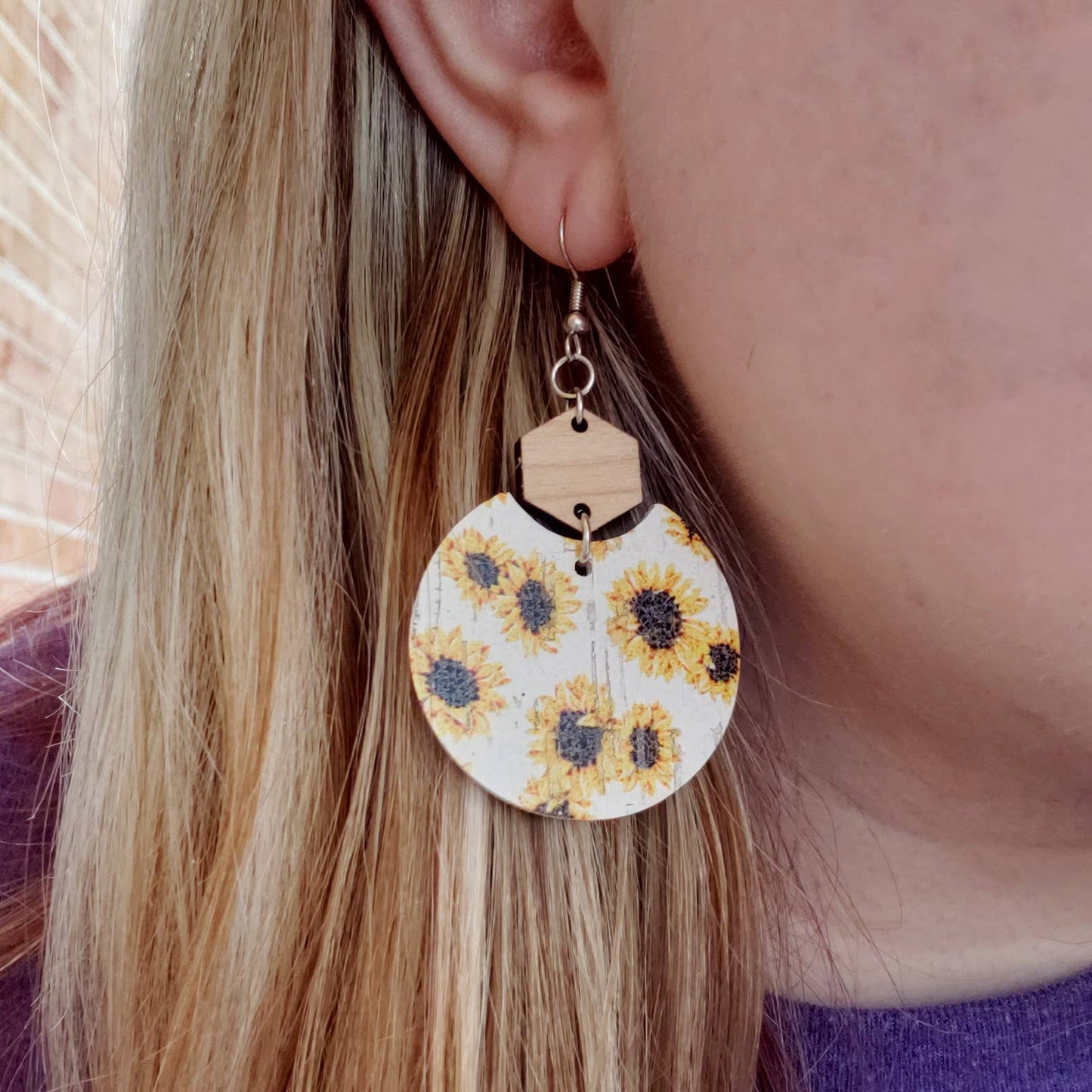 Spring Florals Semi Circle Leather Earrings