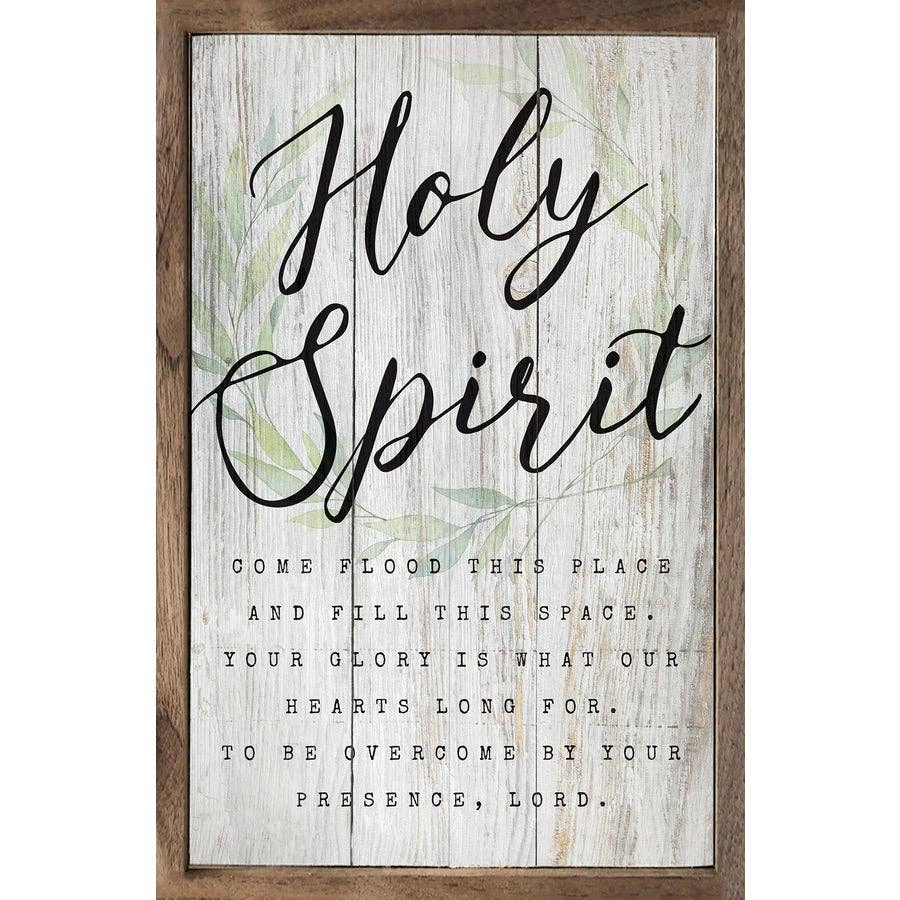 Holy Spirit Whitewashed Walnut Framed Wall Art