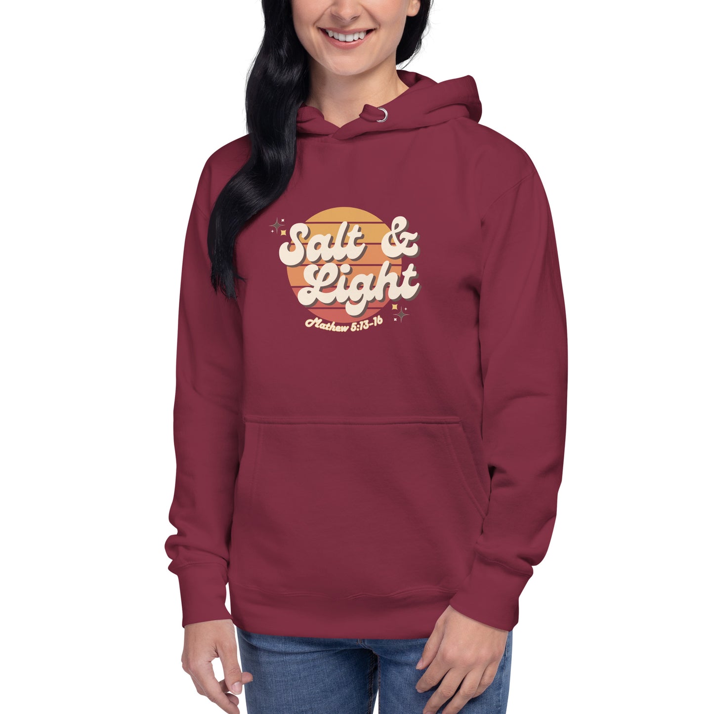 Salt & Light Unisex Hoodie Available in Maroon, Charcoal Heather, or Bone