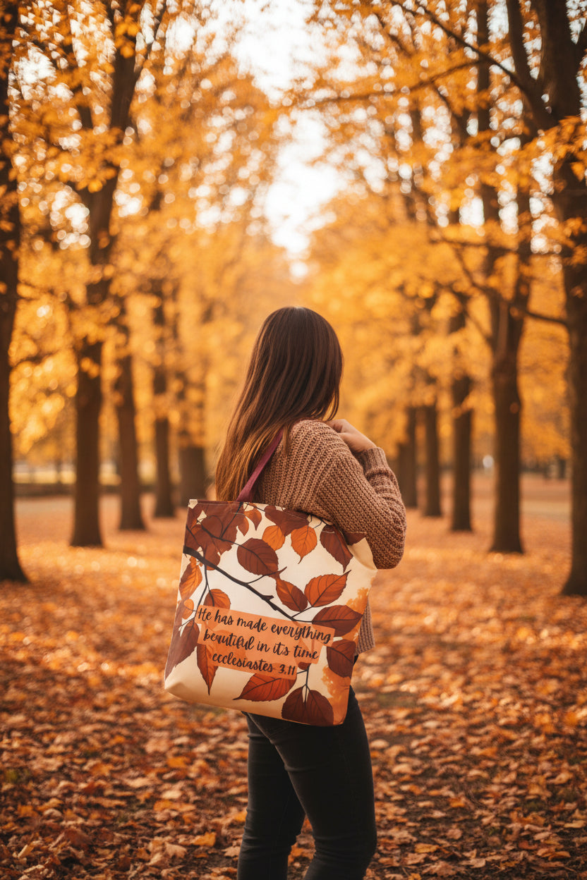Fall Bible Book Bag – Ecclesiastes 3:11 Tote Bag