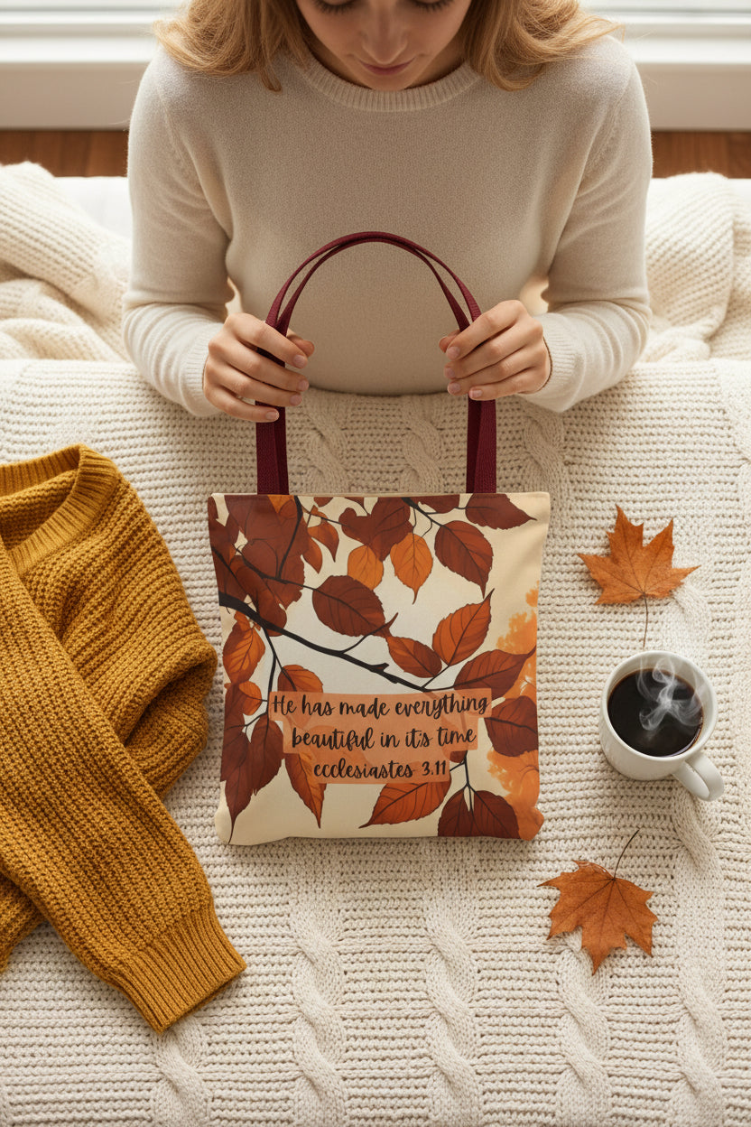 Fall Bible Book Bag – Ecclesiastes 3:11 Tote Bag