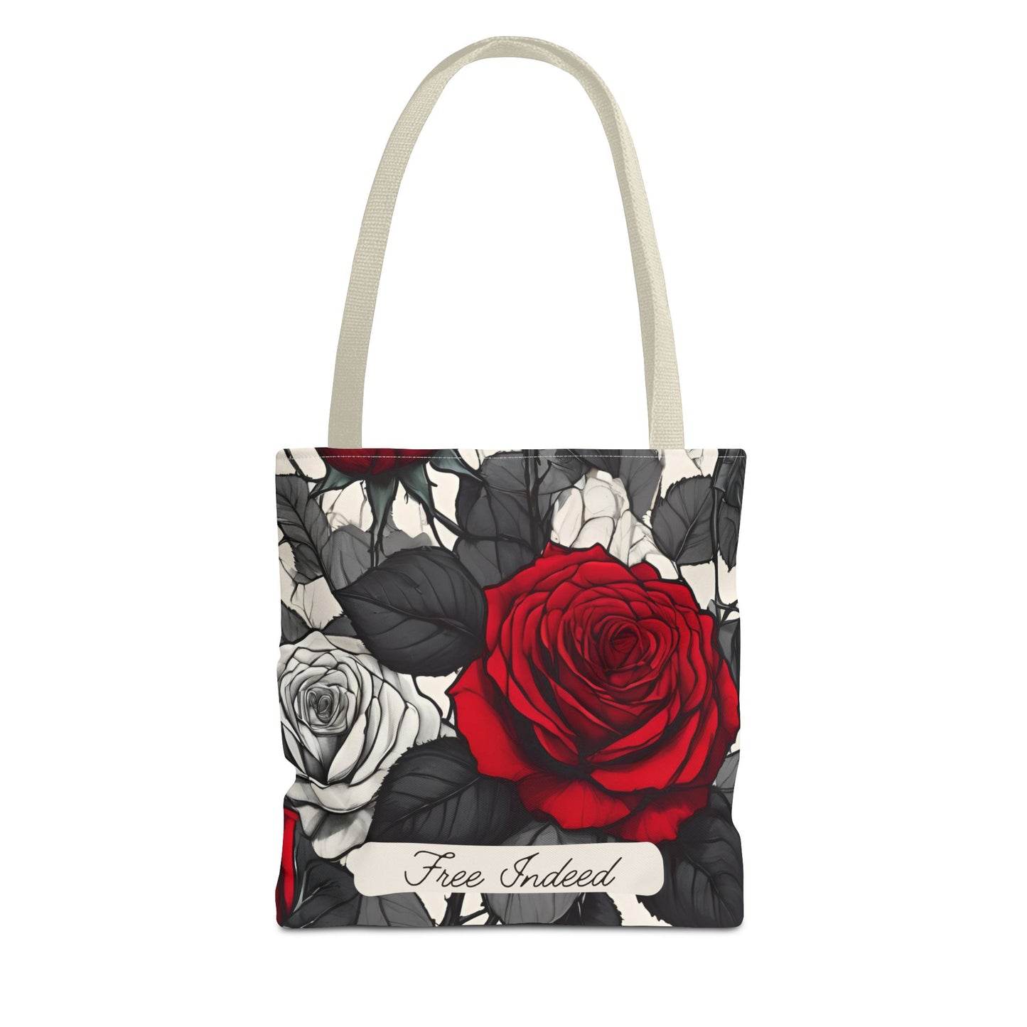 Free Indeed Rose Tote Bag - Christian Bible Book Bag for Women