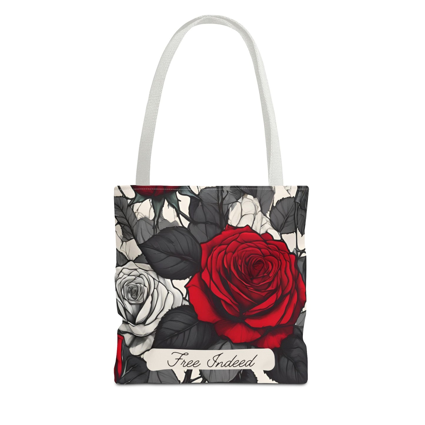 Free Indeed Rose Tote Bag - Christian Bible Book Bag for Women