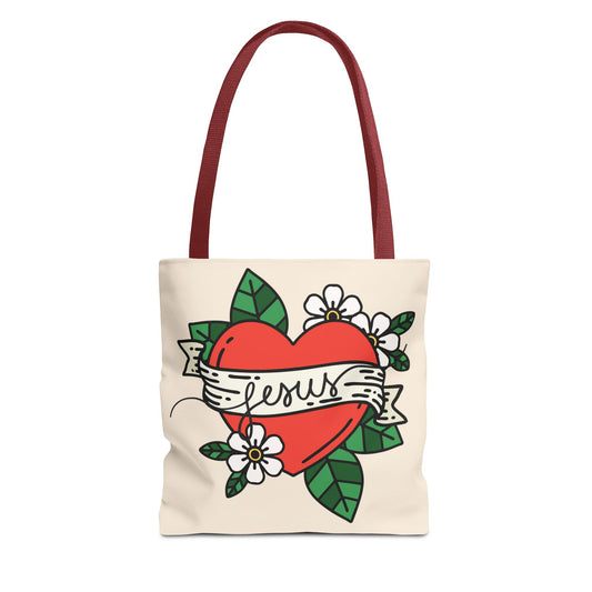 Jesus All-Over Print Tote Bag – Christian Bible Bag for Women