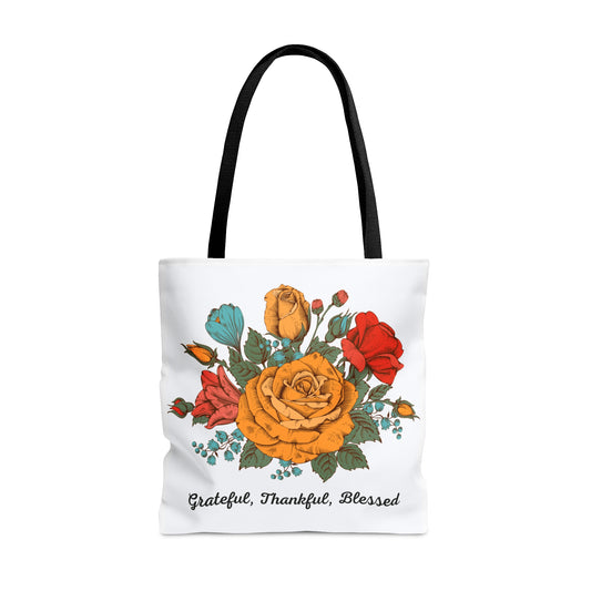 Grateful Thankful Blessed Large Tote Bag