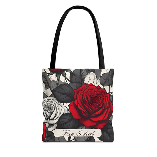 Free Indeed Rose Tote Bag - Christian Bible Book Bag for Women