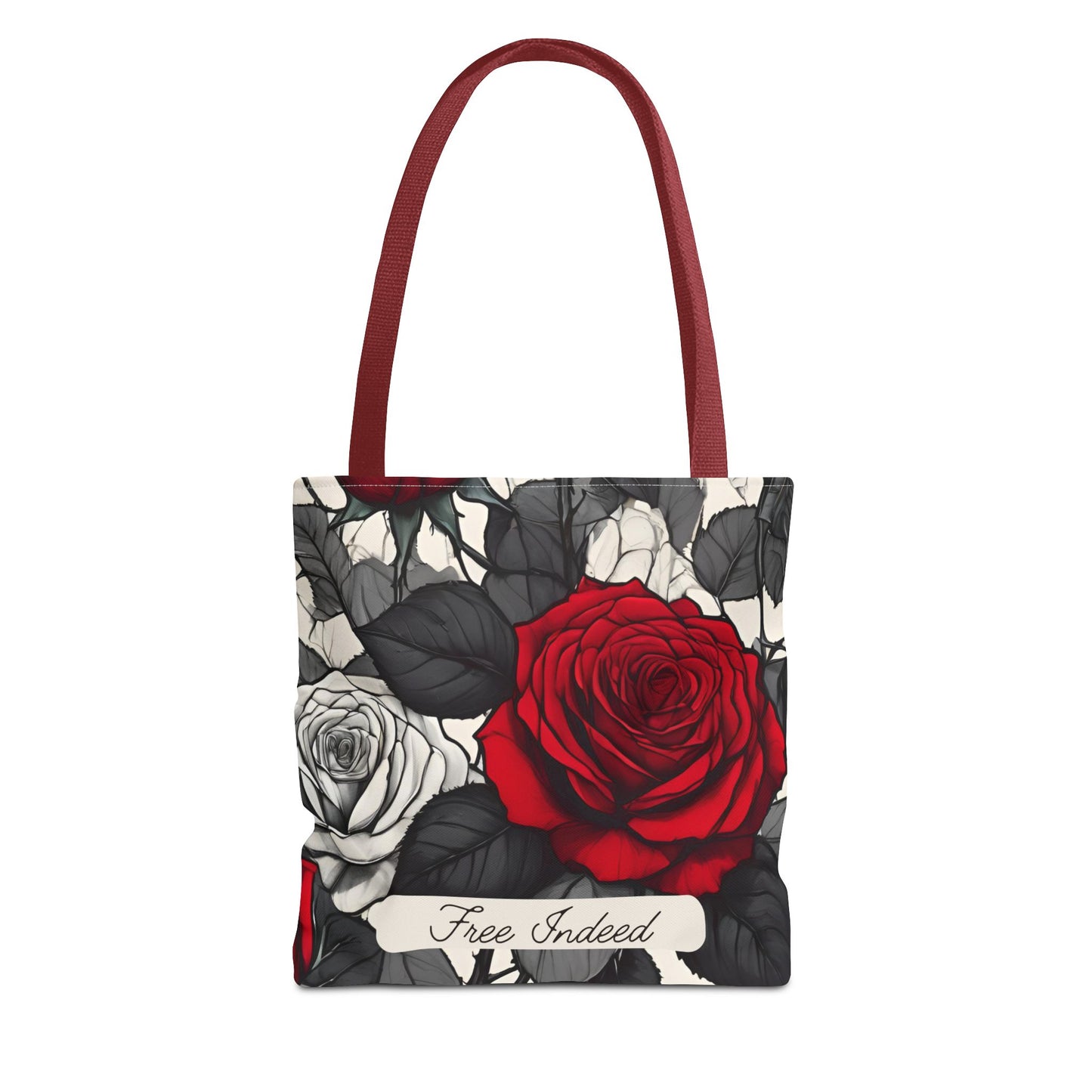 Free Indeed Rose Tote Bag - Christian Bible Book Bag for Women