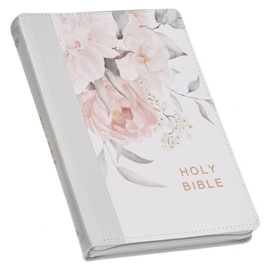 KJV Bible Deluxe Gift Faux Leather, Floral Printed w/zipper