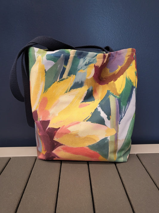 Growing in Christ All-Over Design Medium Sunflower Tote Bag
